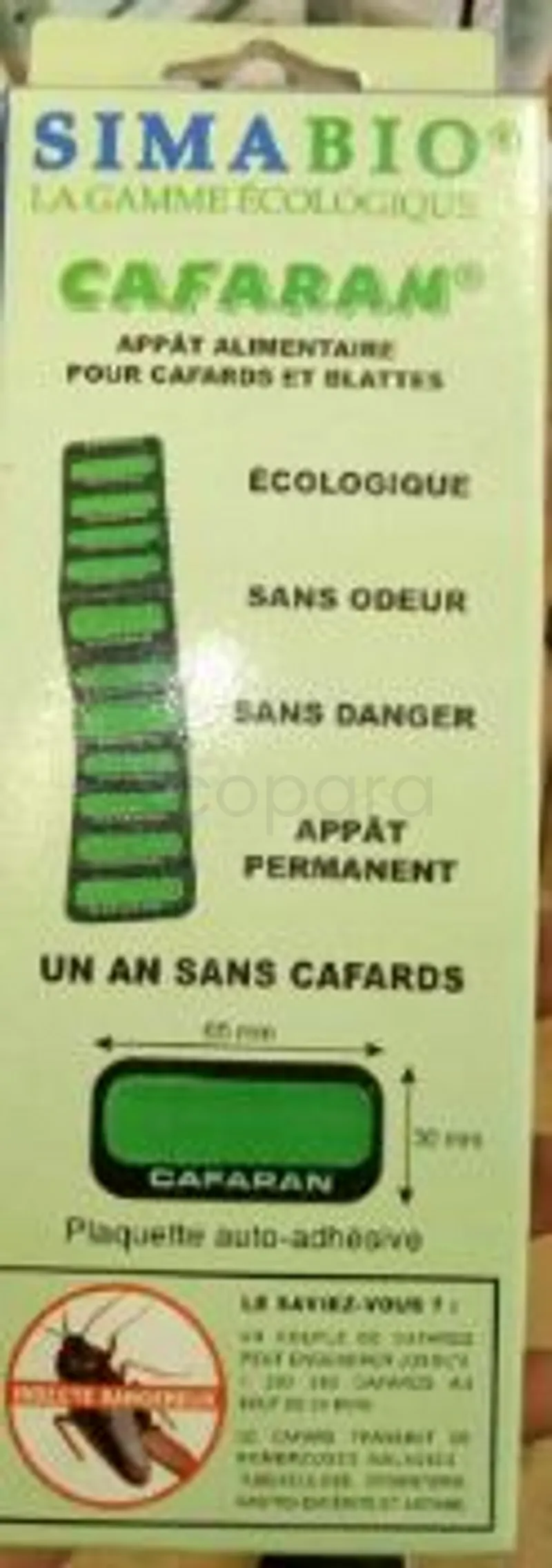 SIMA ABIO CAFARAN APPAT ALIMENTAIRE POUR CAFARDS ET BLATTES 65MM*30MM