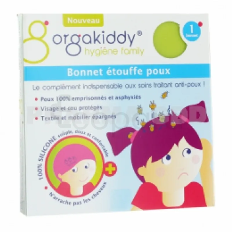 ORGAKIDDY BONNET ETOUFFE POUX VERT BOITE DE 1