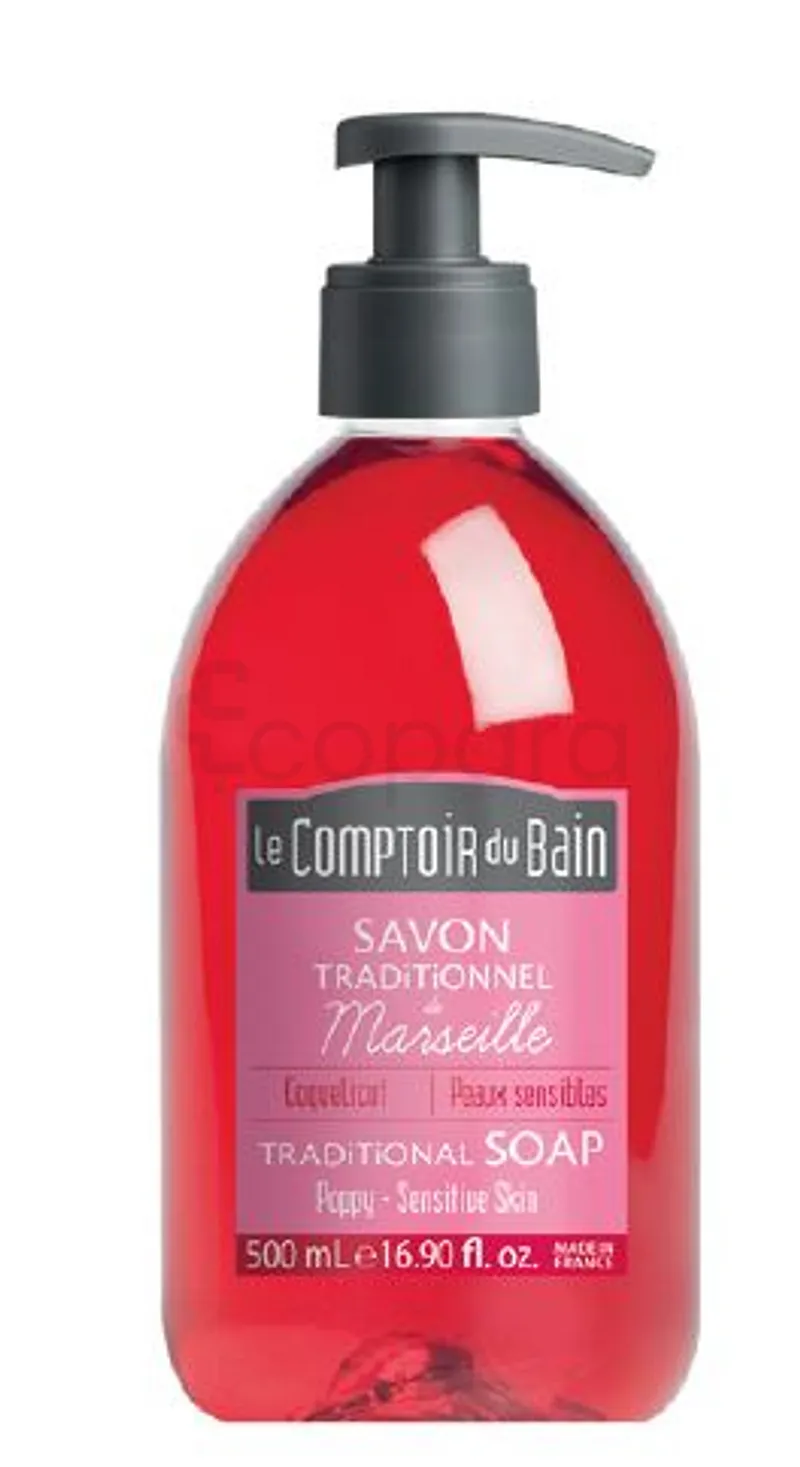LE COMPTOIR DU BAIN SAVON TRADITIONNEL MARSEILLE COQUELICOT 500ML REFERENCE CB_SMT003