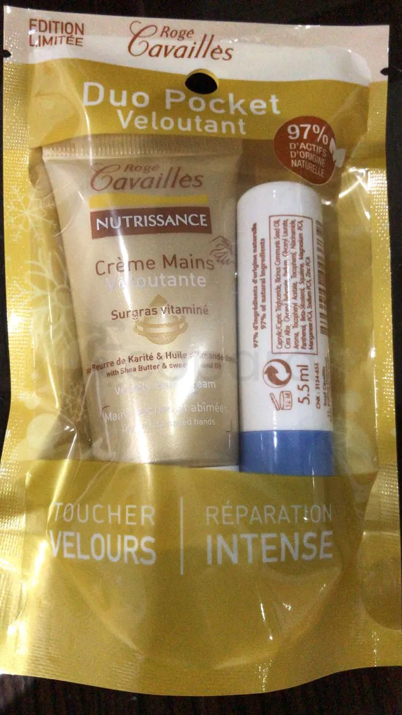 ROGE CAVAILLES NUTRISSANCE DUO POCKET VELOUTANT CREME MAINS + BAUME LEVRES 5.5ML