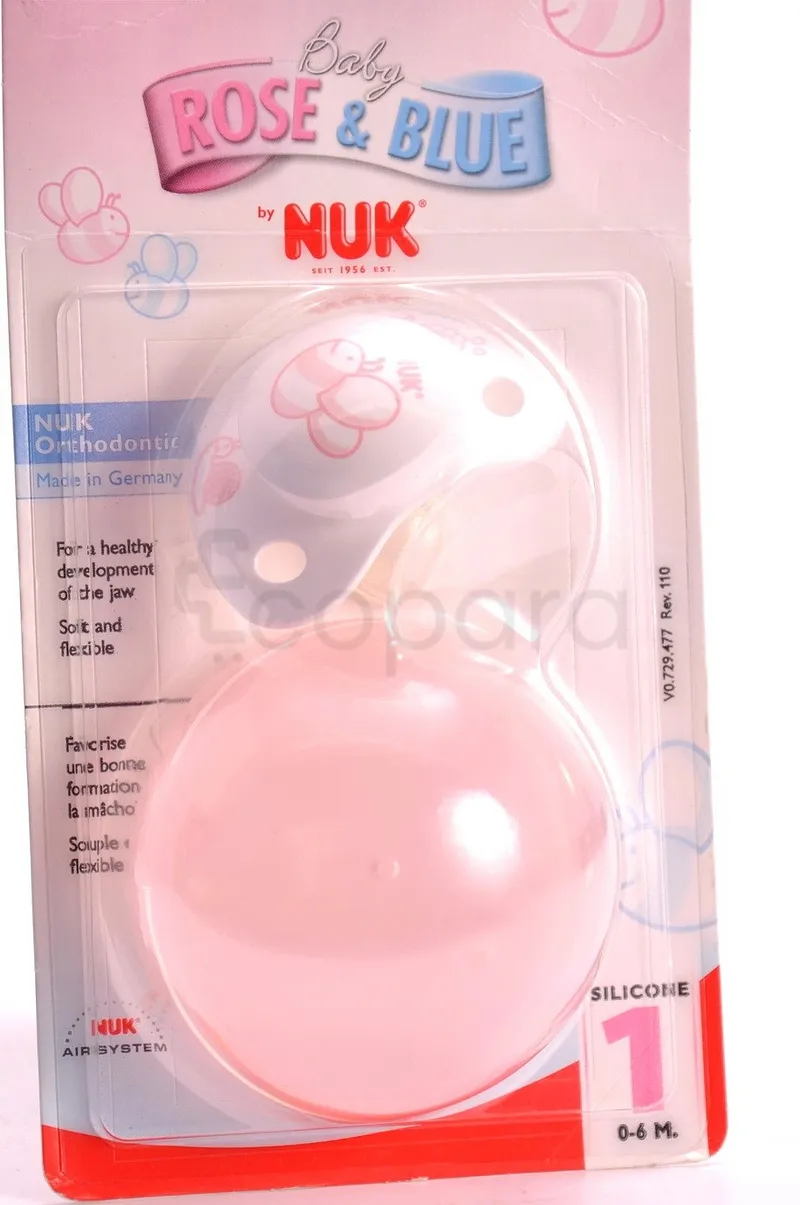NUK SUCETTE BABY ROSE ET BLEU EN SILICONE 0-6MOIS REFERENCE 01471
