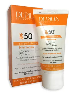 DEPILIA PHOTOPROTECTION FLUIDE SOLAIRE INVISIBLE SPF50+ PEAUX MIXTES A GRASSES 40ML