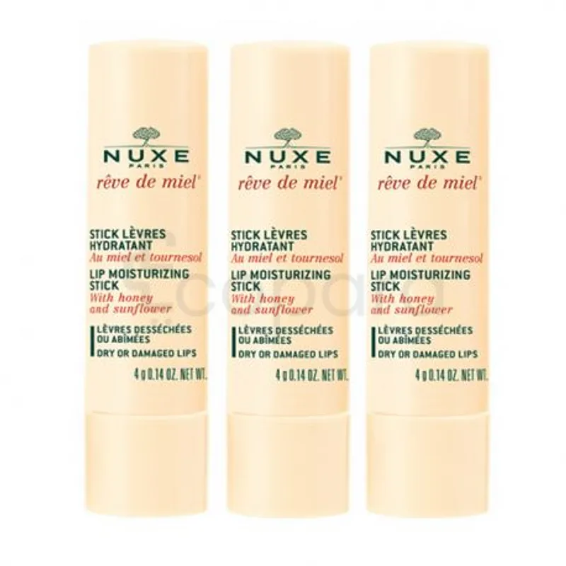 NUXE REVE DE MIEL STICK A LEVRES HYDRATANT 4G BOITE DE 3