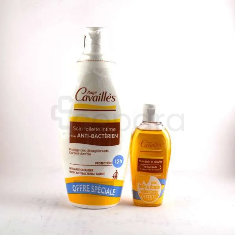 ROGE CAVAILLES SOIN TOILETTE INTIME ANTI-BACTERIEN 500ML + HUILE DE BAIN ET DOUCHE VELOUTANTE 75ML OFFERTE