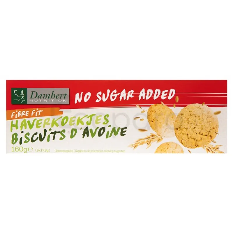 DAMHERT FIBRE FIT BISCUITS D'AVOINE NO SUGAR ADDED 160G