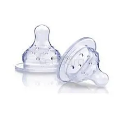 NUBY TETINES SILICONE POUR BIBERONS APPRENTISSAGE A COL LARGE ANTI-COLIQUE +0-12MOIS BOITE DE 2 REFERENCE 20-ID0906