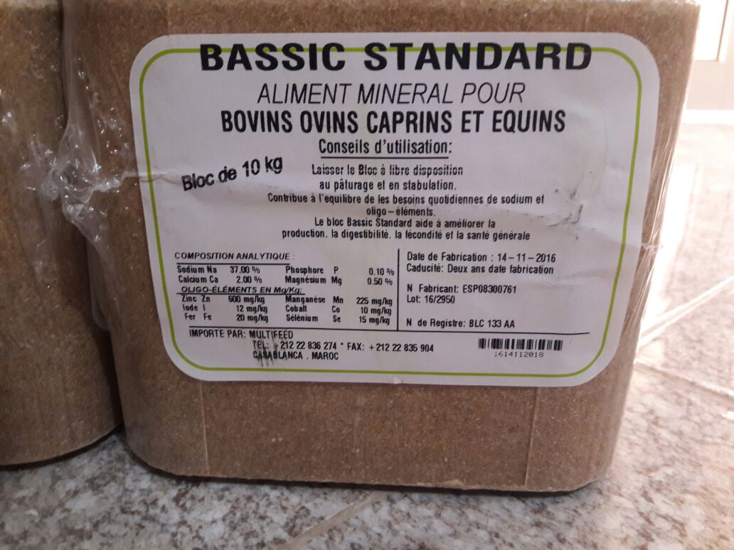 BASSIC STANDARD BLOCK ALIMENT MINERAL POUR BIOVINS OVINS CAPRINS ET EQUINS 10KG