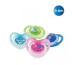 NUBY SUCETTE EN SILICONE LUMIERE ORTHODONTIQUE AVEC COUVERCLE DE PROTECTION 0-6MOIS REFERENCE NB134