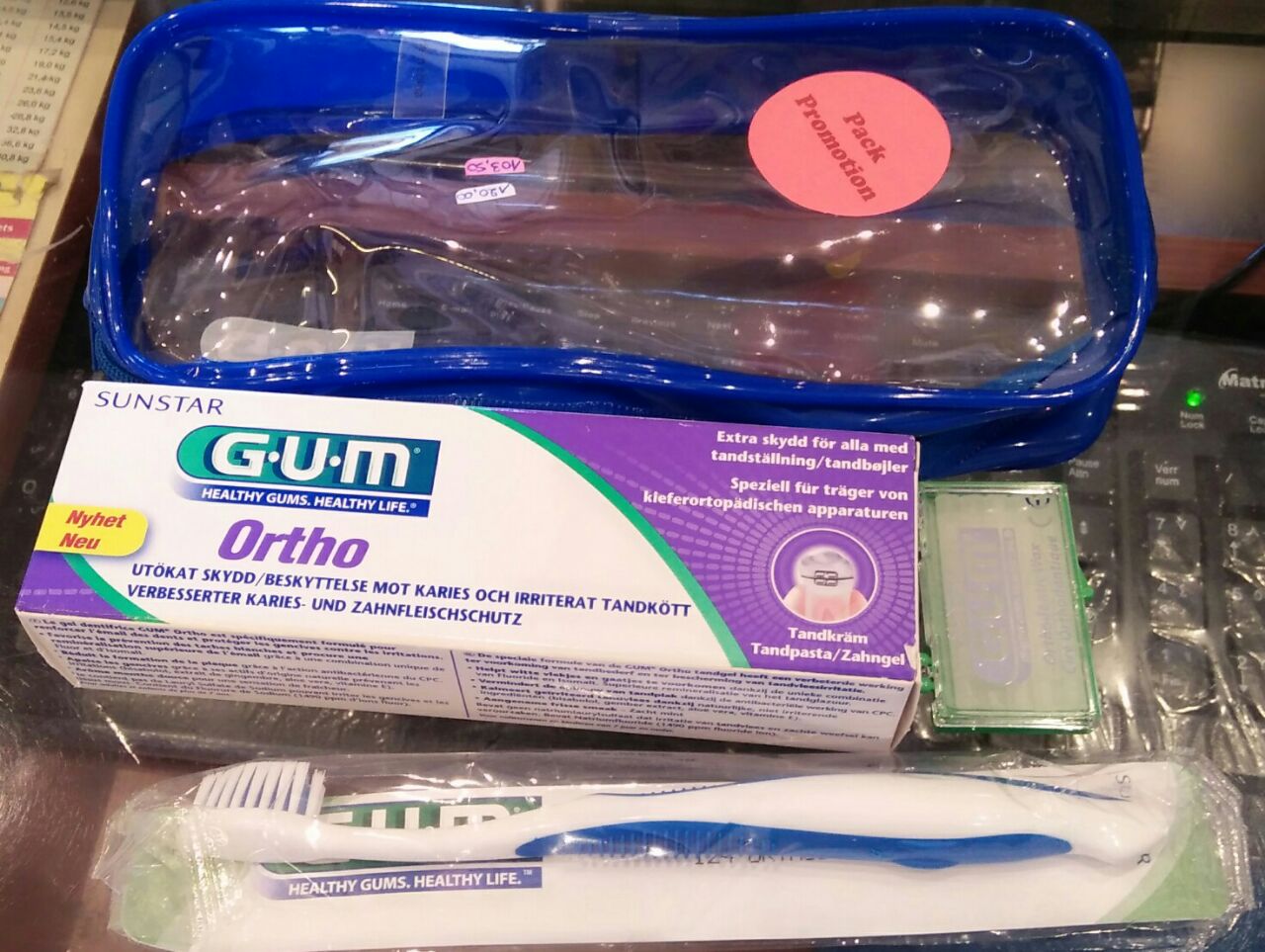 GUM TROUSSE ORTHO DENTIFRICE + BROSSE A DENTS BLEU REFERENCE 003