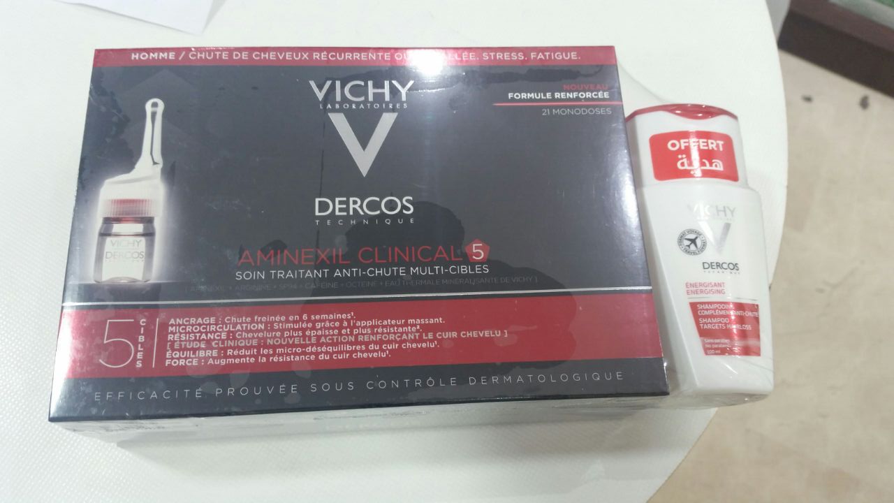 VICHY PACK AMINEXIL CLINICAL 5 HOMME + SHAMPOOING DERCOS ENERGISANT 100ML OFFERT