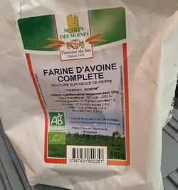 MOULIN DE MOINES FARINE D'AVOINE COMPLETE 500G