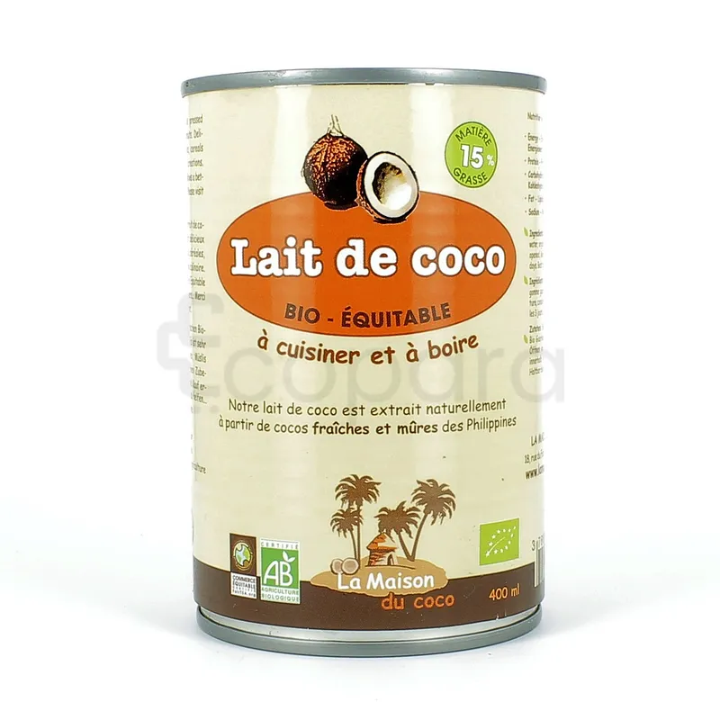LA MAISON DU COCO LAIT DE COCO BIO 15% MG 400ML