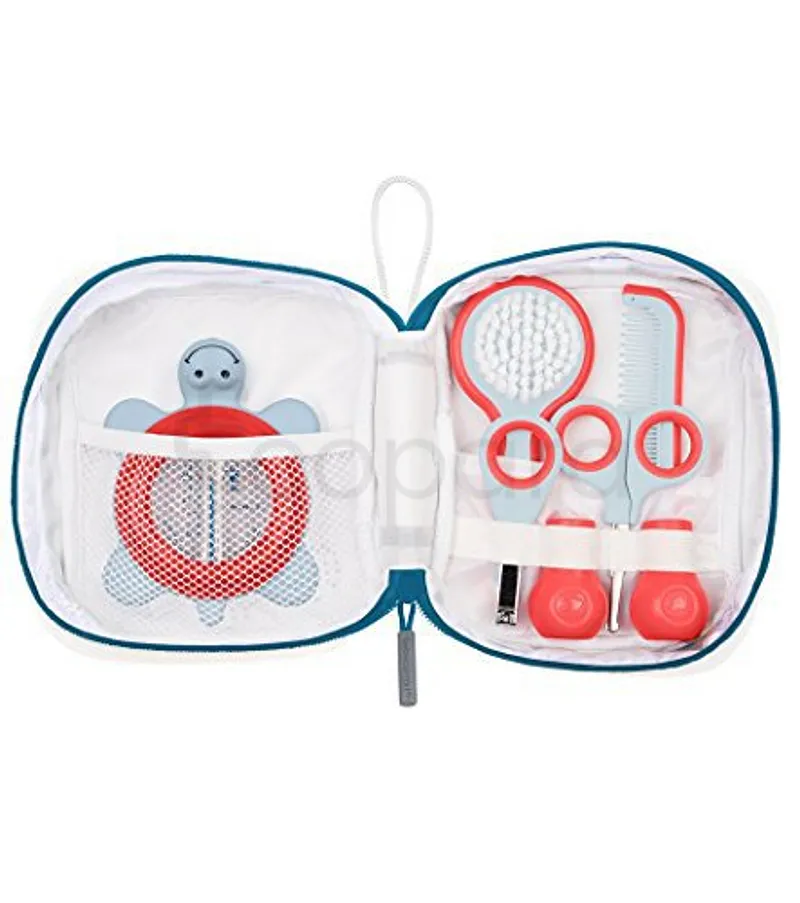 BEBE CONFORT TROUSSE TOILETTE ROUGE CISEAUX + BROSSE + PEIGNE + COUPE ONGLES + THERMOMETRE REFERENCE 3106202300