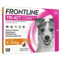 FRONTLINE TRI-ACT SPOT ON CHIEN 5KG-10KG BOITE DE 3
