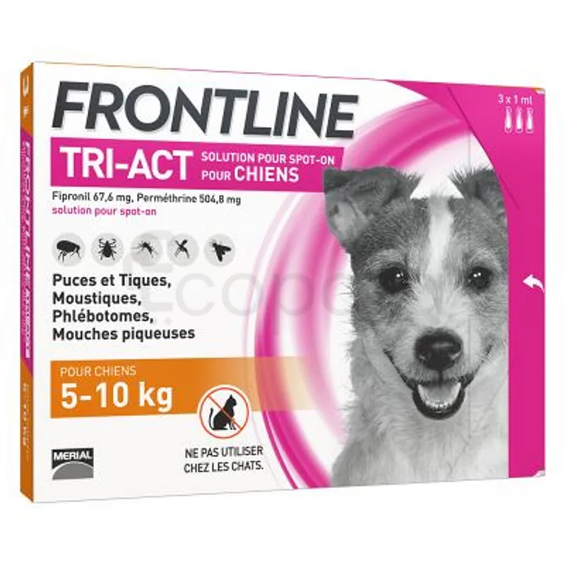 FRONTLINE TRI-ACT SPOT ON CHIEN 5KG-10KG BOITE DE 3