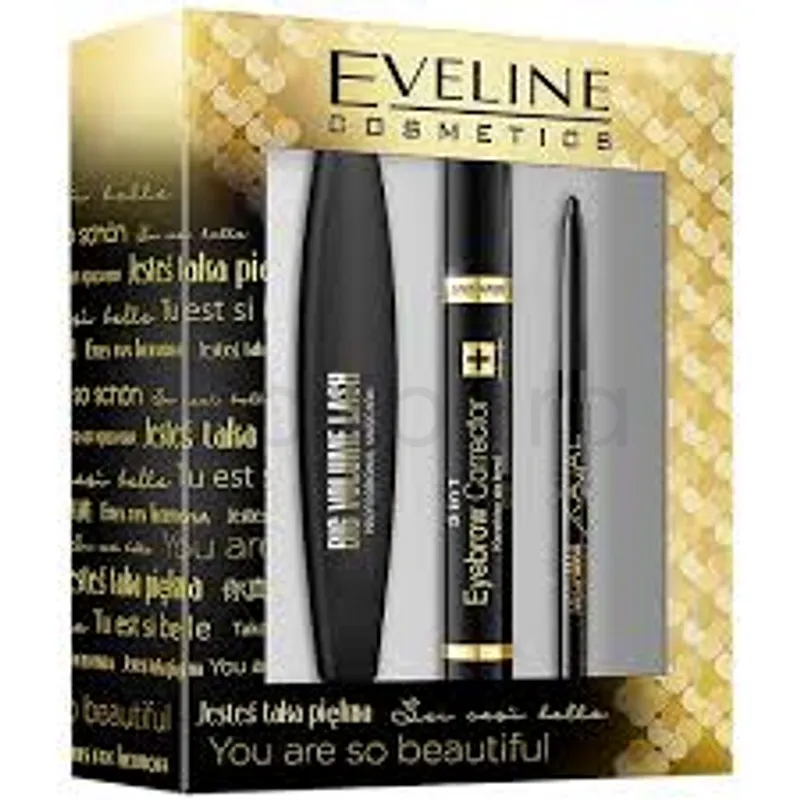 EVELINE PACK MASCARA BIG VOLUM FLASH + CRAYON YEUX + EYEBROW CORRECTEUR