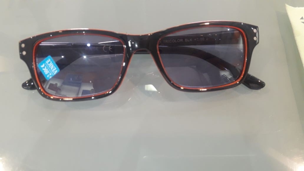 VENICE ITALY LUNETTES SUN TRICOLOR BLK +2.00