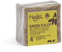 NAJEL SAVON D'ALEP 4% HUILE DE BAIES DE LAURIER TOUS TYPES PEAUX 200G