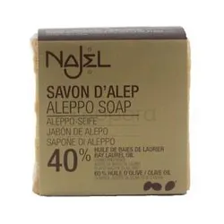 NAJEL SAVON D'ALEP 40% HUILES DE BAIES DE LAURIER PEAUX SENSIBLES 185G