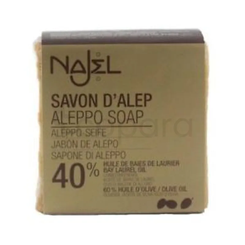 NAJEL SAVON D'ALEP 40% HUILES DE BAIES DE LAURIER PEAUX SENSIBLES 185G