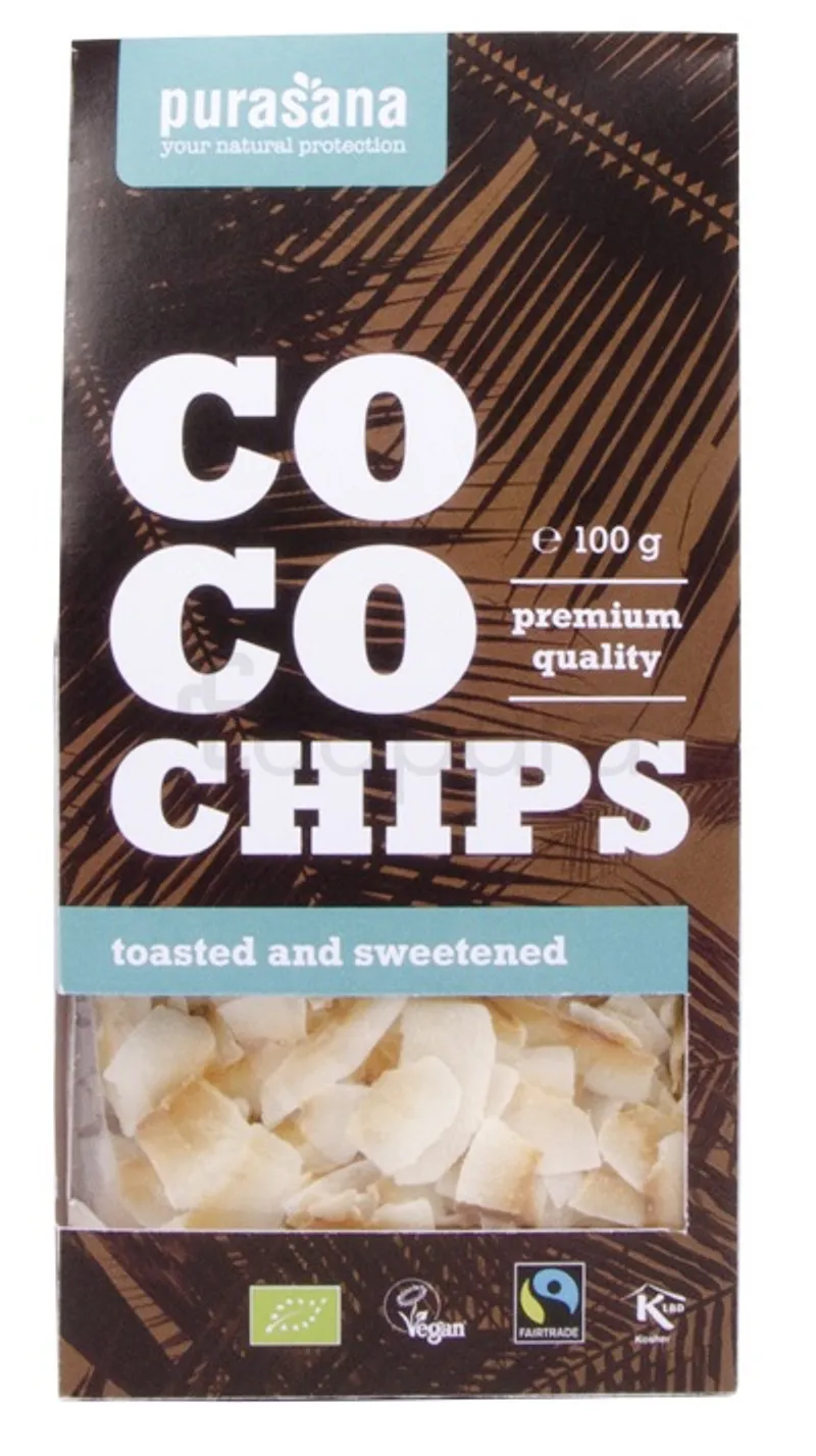 PURASANA COCO CHIPS TOASTED AND SWEETENED 100G