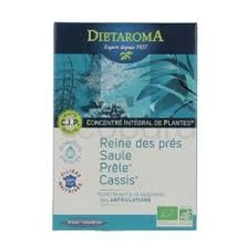 DIETAROMA REINE DES PRÉS SAULE PRÊLE CASSIS CIP ARTICULATION BIO BOITE DE 20 AMPOULES