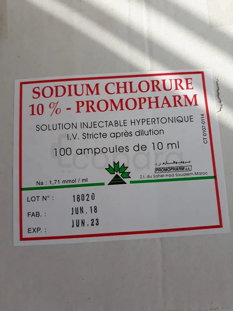PROMOPHARM SODIUM CHLORURE 10% BOITE DE 100 AMPOULES DE 10ML
