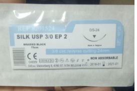 SILK USP 3/0 EP2 BRAIDED BLACK 75CM DS-24 REFERENCE 8201524