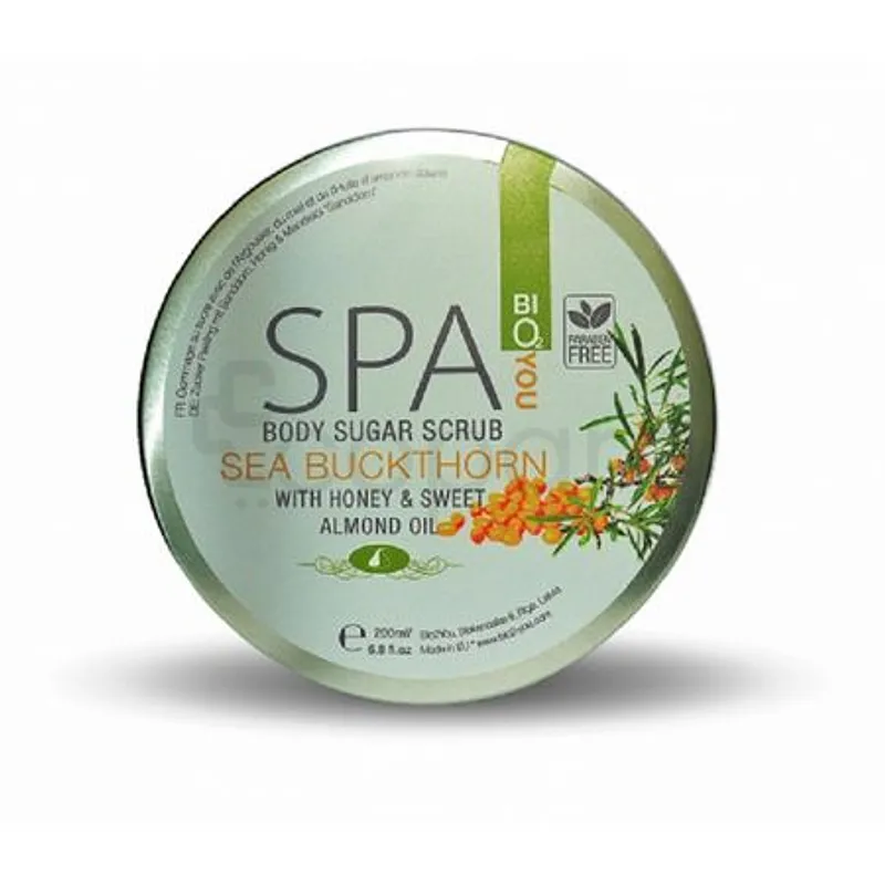 BIO2YOU SPA BODY SUGAR SCRUB GOMMAGE AU SUCRE AVEC L'ARGOUSIER DU MIEL ET HUILE D'AMANDE DOUCE 200ML