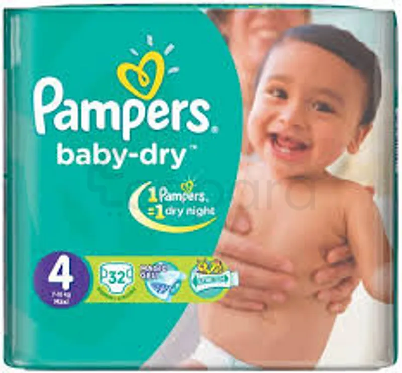 PAMPERS COUCHES BABY DRY MAXI TAILLE 4 BOITE DE 32