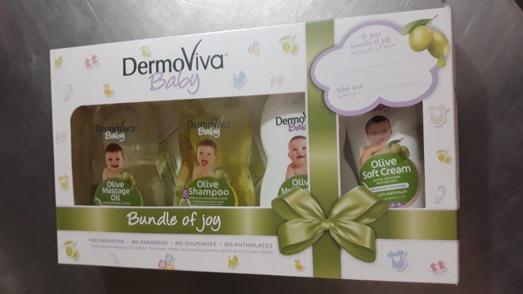 DERMOVIVA BABY COFFRET BUNDLE OF JOY HUILE MASSAGE D'OLIVE + SHAMPOOING D'OLIVE + LOTION D'OLIVE + CREME D'OLIVE