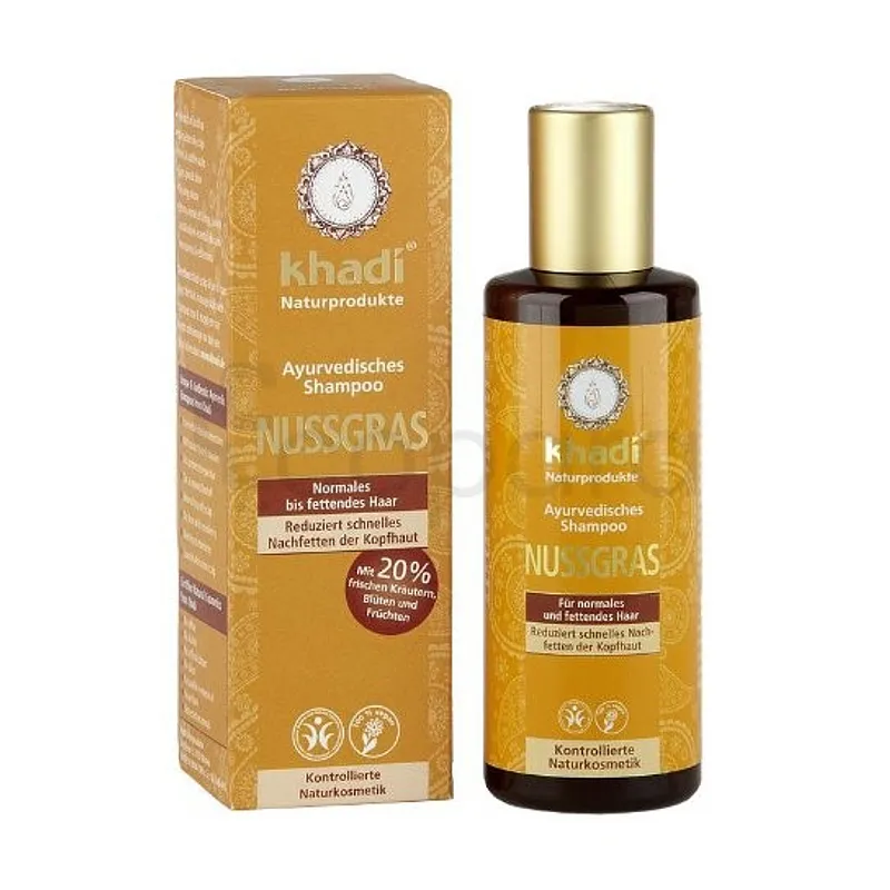 KHADI SHAMPOOING AYURVEDIQUE NUTGRASS POUR CHEVEUX NORMAUX A GRAS 210ML