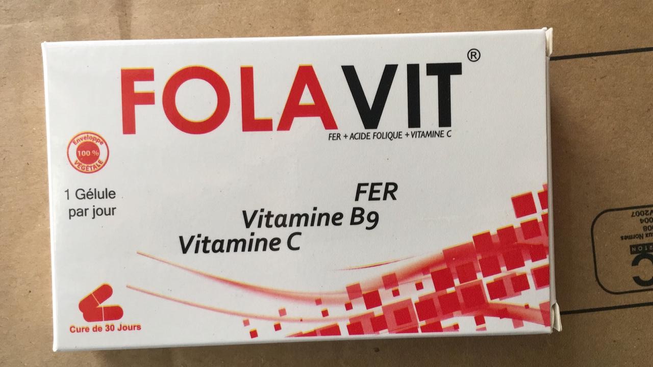 FOLAVIT FER VITAMINE B9 VITAMINE C BOITE DE 30 GELULES