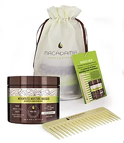 MACADAMIA PROFESSIONAL NATURAL OIL MASQUE HYDRATANT WEIGHTLESS MOISTURE 222ML + PEIGNE CHEVEUX OFFERTE
