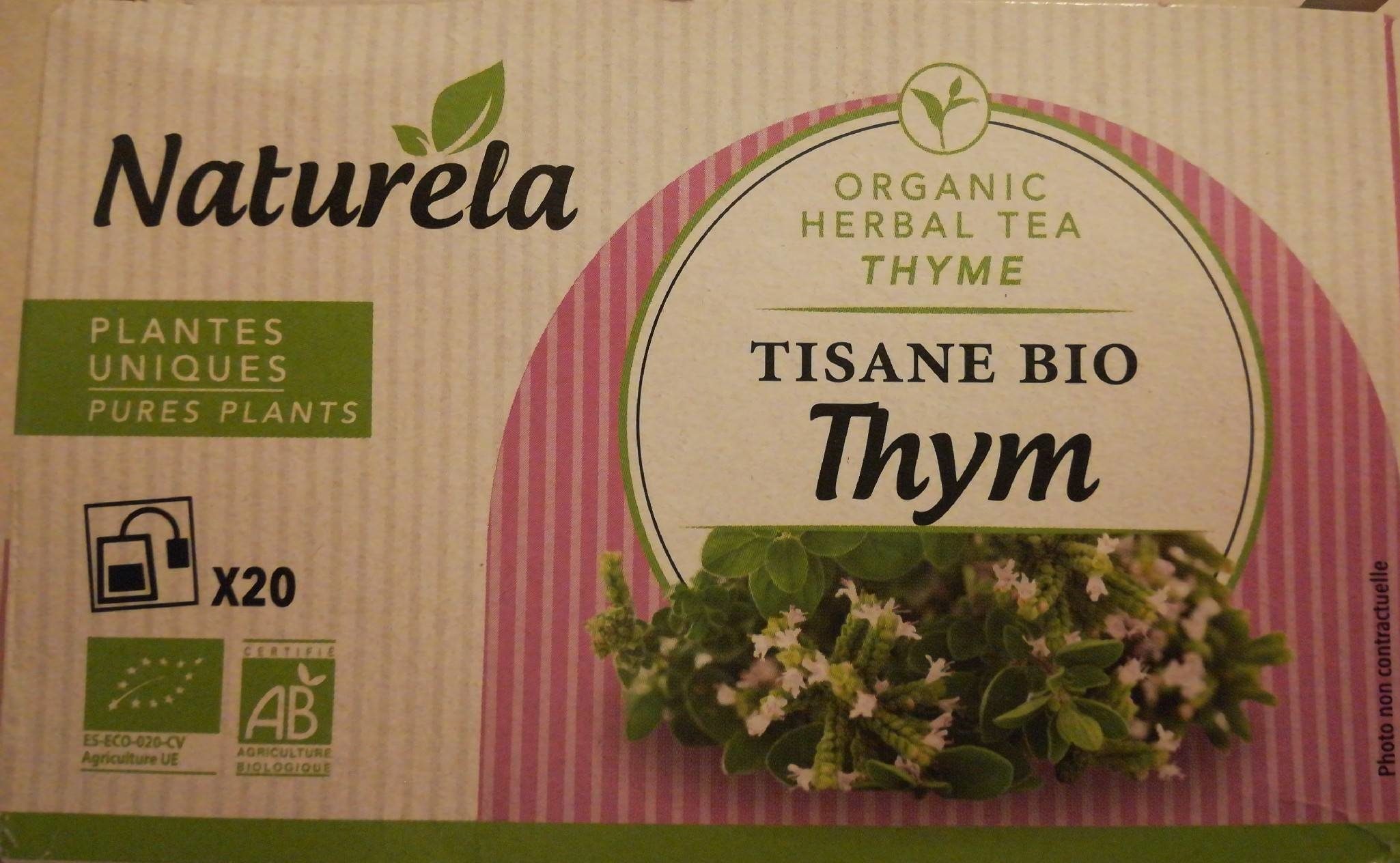 NATURELA INFUSION BIO THYM BOITE DE 20 SACHETS