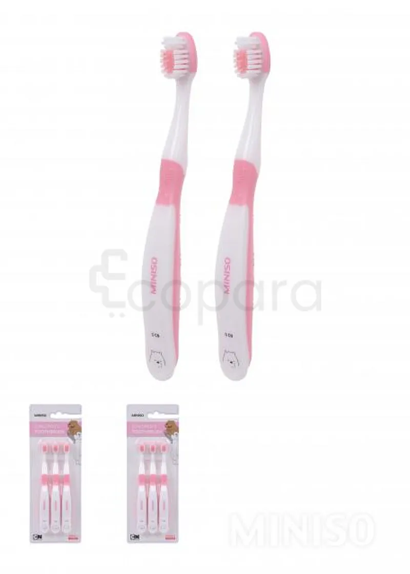 MINISO BROSSES A DENTS ENFANT ROSE BOITE DE 3 REFERENCE 54884