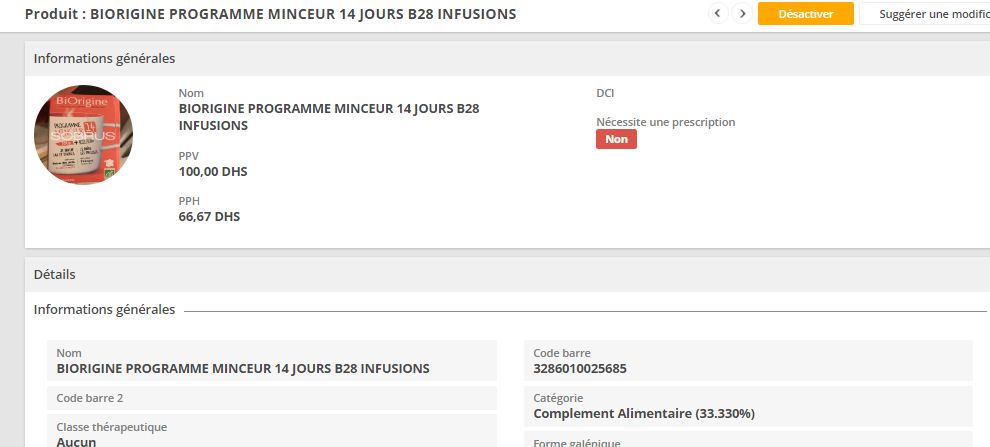BIORIGINE PROGRAMME MINCEUR 14 JOURS BOITE DE 28 INFUSIONS