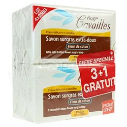 ROGE CAVAILLES SAVON SURGRAS EXTRA DOUX FLEUR DE COTON 250G*4