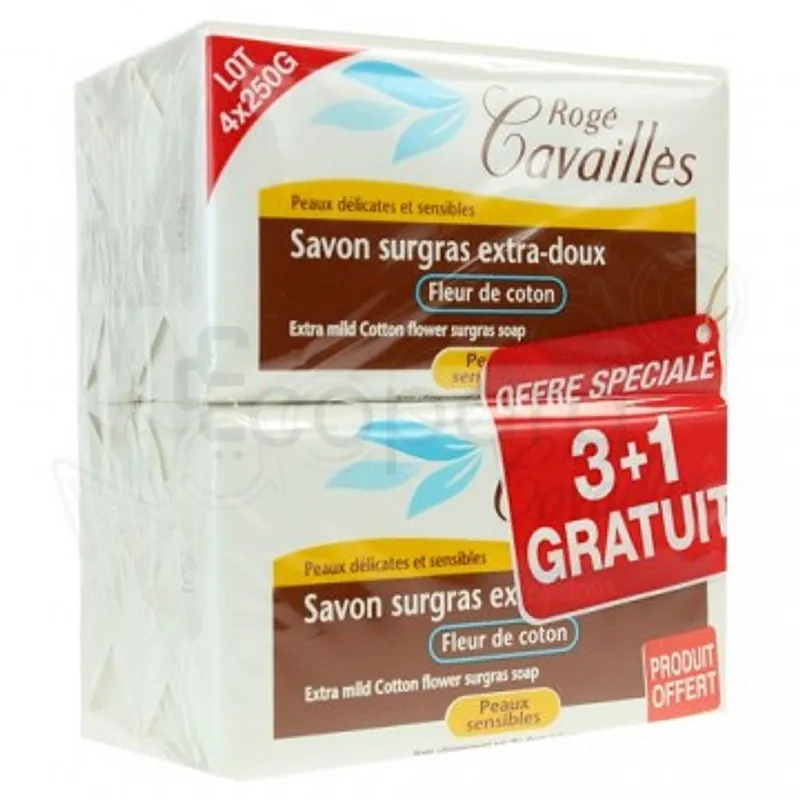 ROGE CAVAILLES SAVON SURGRAS EXTRA DOUX FLEUR DE COTON 250G*4