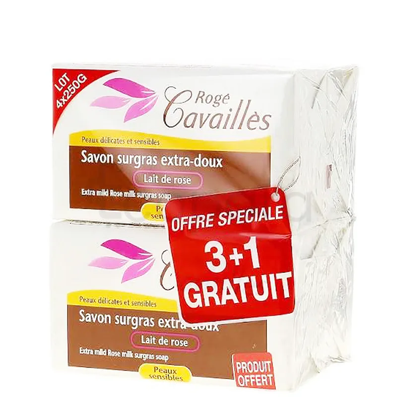 ROGE CAVAILLES SAVON PARFUME LAIT DE ROSE 250G*4
