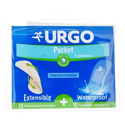URGO POCKET PANSEMENTS COMPRESSE ANTISEPTIQUE 2CM*7.2CM BOITE DE 20