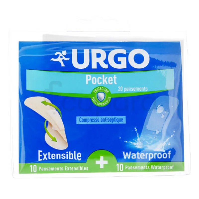 URGO POCKET PANSEMENTS COMPRESSE ANTISEPTIQUE 2CM*7.2CM BOITE DE 20
