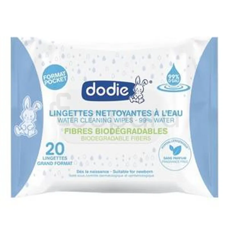 DODIE LINGETTES NETTOYANTES A L'EAU FORMAT POCKET BOITE DE 20