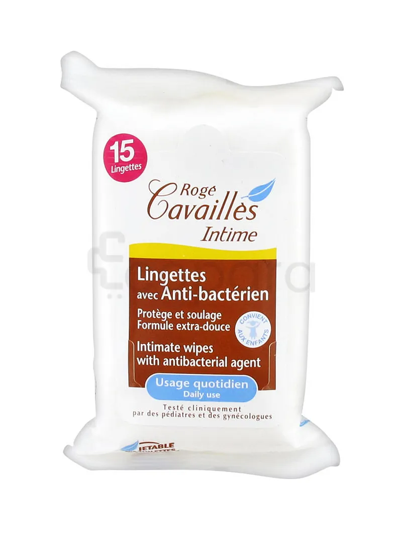ROGE CAVAILLES INTIME LINGETTES AVEC ANTI-BACTERIEN BOITE DE 15