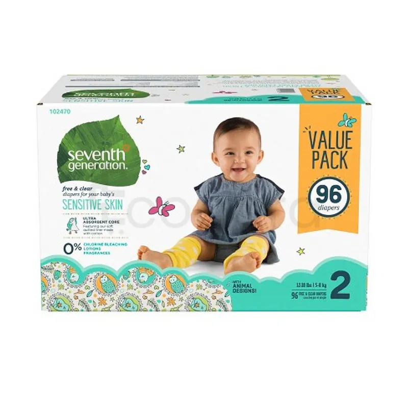 SEVENTH GENERATION VALUE PACK COUCHES TAILLE 2 BOITE DE 96