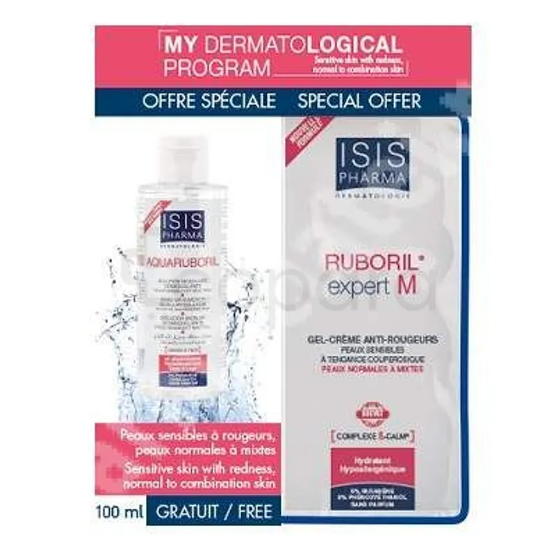 ISISPHARMA PACK RUBORIL EXPERT M GEL CREME ANTI-ROUGEURS 40ML + AQUARUBORIL SOLUTION MICELLAIRE 100ML REFERENCE PACRUBAQUUAR