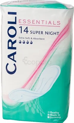 CAROLI SERVIETTES PERIODIQUES SUPER NIGHT 4 GOUTTES BOITE DE 14