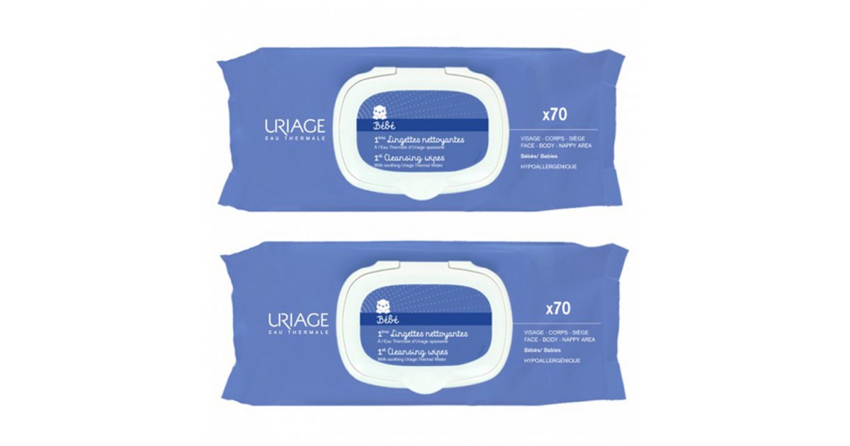 URIAGE BEBE PACK DUO LINGETTES NETTOYANTES BOITE DE 70