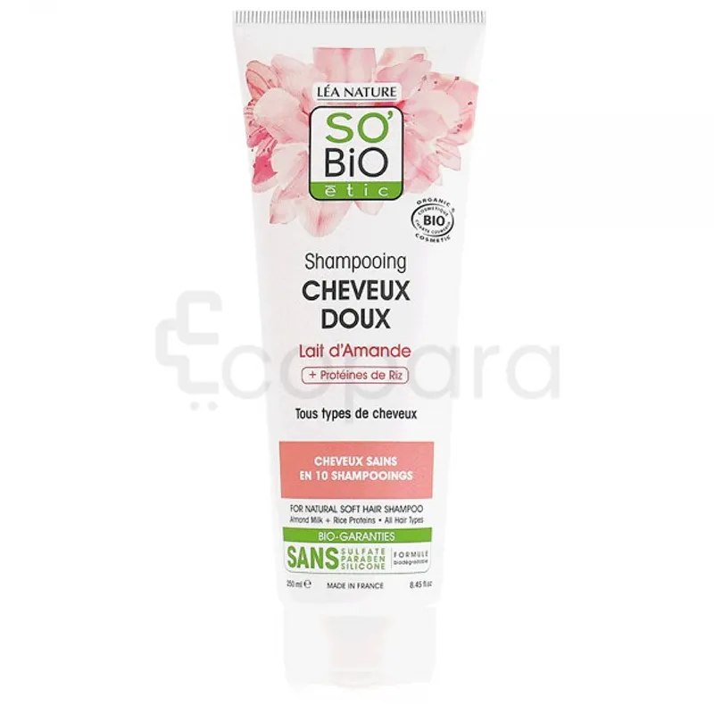 SO'BIO ETIC SHAMPOOING CHEVEUX DOUX LAIT D'AMANDE + PROTEINES DE RIZ 250ML