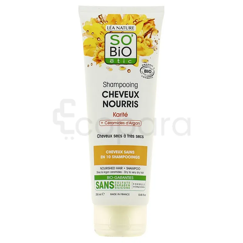 SO'BIO ETIC SHAMPOOING CHEVEUX NOURRIS KARITE + CERAMIDES D'ARGAN 250ML